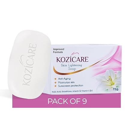 Kozicare Kojic Acid Soap & Glutathione Soap | Skin Whitening Soap | Body Tan Removal Soap | Bath Soap for Men & Women | Remove Dark Spots & Hyperpigmentation | For Glowing Skin - Pack of 9