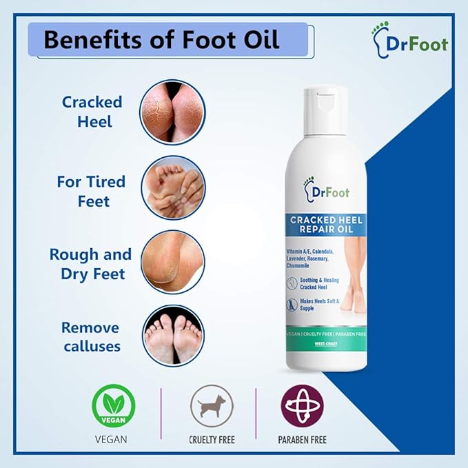 Dr Foot Cracked Heel Repair Oil for Soothing & Healing Cracked Heel | Make Heels Soft & Supple – 100ml