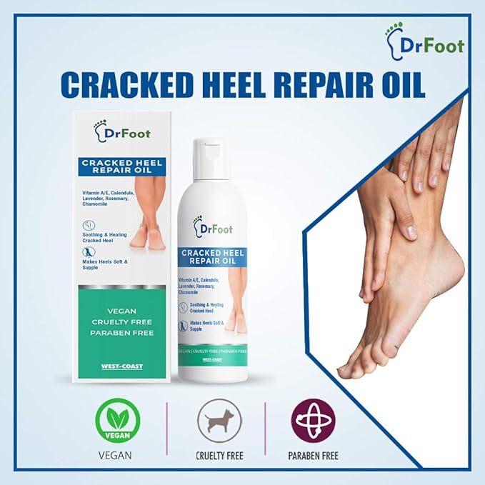 Dr Foot Cracked Heel Repair Oil for Soothing & Healing Cracked Heel | Make Heels Soft & Supple – 100ml
