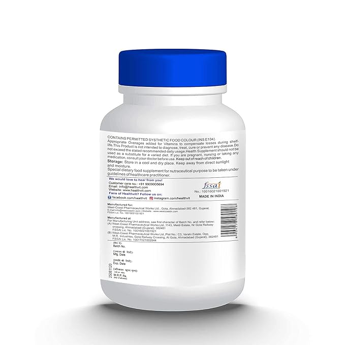 Healthy B-Vit Complex Plus: Complete Formula with Biotin, Vitamin C, and Folic Acid | Hair, Skin, and Nails | Boost Metabolism, Energy, and Immune System | 60 Tablets