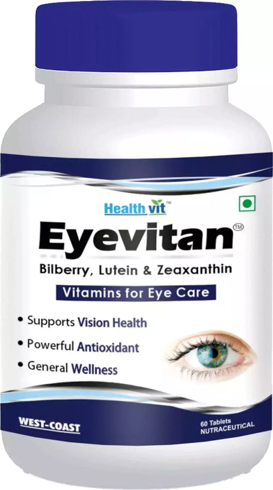 Healthvit Eyevitan Eye Care Vitamin Tablets (Bilberry Lutein & Zeaxanthin) Bottle Of 60